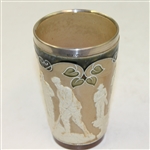 Doulton Lambeth Golf Beaker with Silver Rim - C. 1900 - R. Wayne Perkins Collection