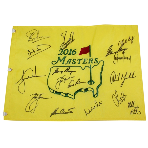 2016 Masters Champs Flag Signed Big 3 Center - Palmer Final Dinner JSA ALOA