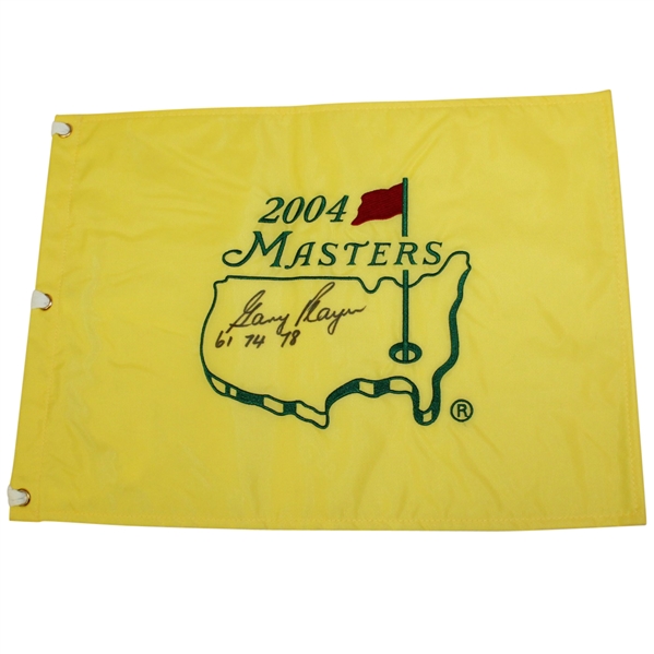 2004 Masters Flag Signed Gary Player with Years Won Notation JSA ALOA