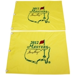 Two 2012 Masters Flags Signed by Gary Player in the Center JSA ALOA