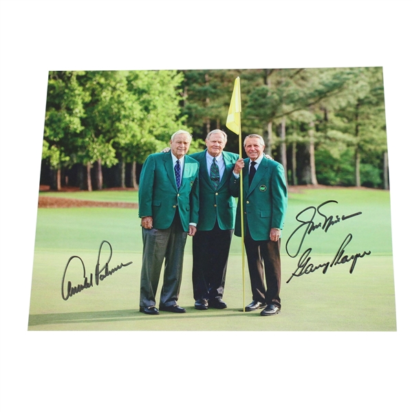 Big Three Signed Color Photo in Masters Green Jackets JSA ALOA