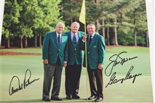 Big Three Signed Color Photo in Masters Green Jackets JSA ALOA