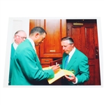 Tiger Woods Signing Masters Flag for Gary Player - Unique Photo