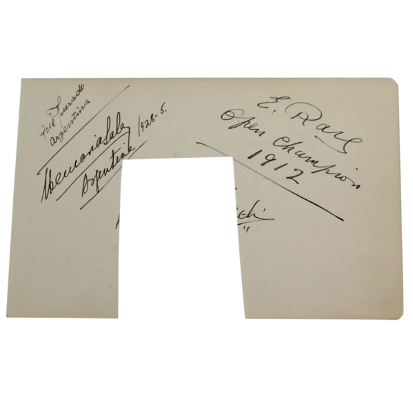 Ted Ray Signed Album Page with Open Champion 1912 Notation JSA ALOA