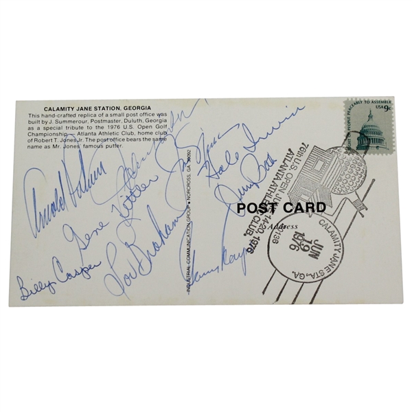 1976 US Open Commemorative Calamity Jane Post Card Signed by Palmer & 8 others JSA ALOA