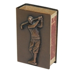 Vintage Bronze Colored Golf Themed Match Box Holder with Matchbox - Roth Collection