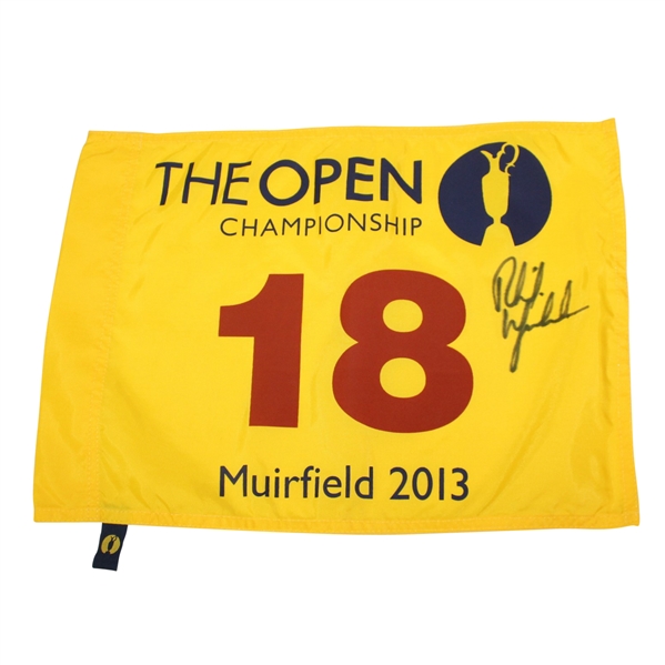 Phil Mickelson Signed 2013 Open Championship at Muirfield Flag JSA ALOA