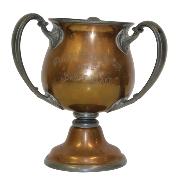 1908 Golfers Magazine Cup 3 Handle Trophy Won by John T. Blake - July 4th - Roth Collection