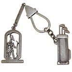 Waterford Sterling Silver Golf Bag & Club Keychain with Golf Man Keychain - Roth Collection