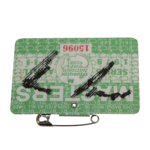 Gary Player Signed 1978 Masters Badge #15096 JSA ALOA