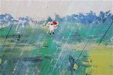 'Arnie In The Rain: Arnold Palmer' Augusta National 1973 Print by LeRoy Neiman - Framed