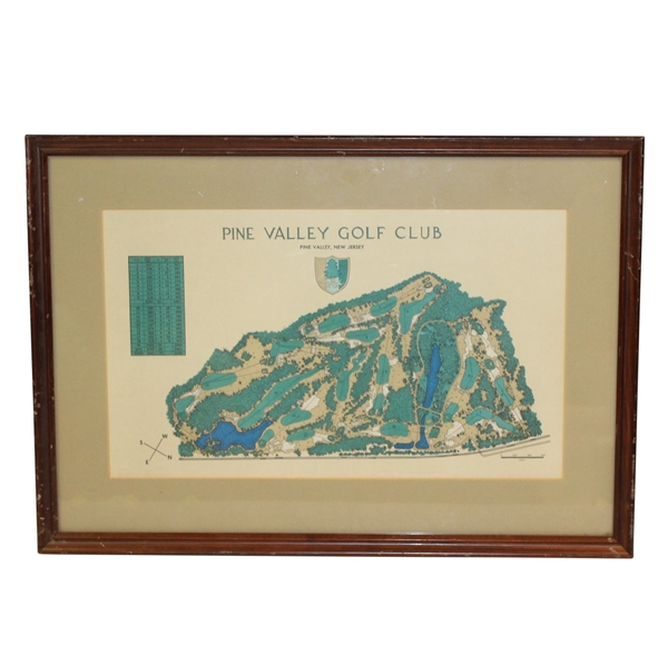 Pine Valley Colf Glub Classic Aerial Map of Historic Perennial #1 World Rated Course - Framed