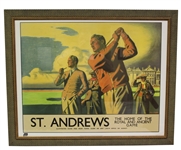 St. Andrews - The Home of Golf" Famous Poster from 1939 Advertising by Artist Arthur C. Michael - Framed 