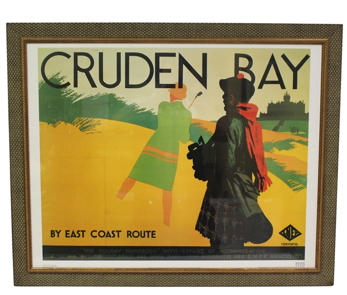 Cruden Bay National Railway Poster Advertising by Artist Tom Purvis - Framed 