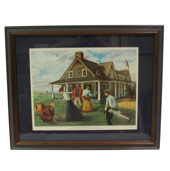 Shinnecock Hills "First Clubhouse in America - 1892" Sportsmans Eyrie 1967 Print - Framed