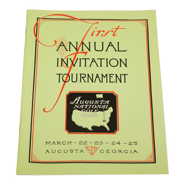1934 Masters First Annual Invitation Tournament Program - Reproduction