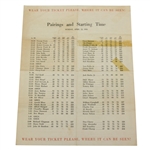 1953 Masters Sunday Pairing Sheet - Some Tape Marks 
