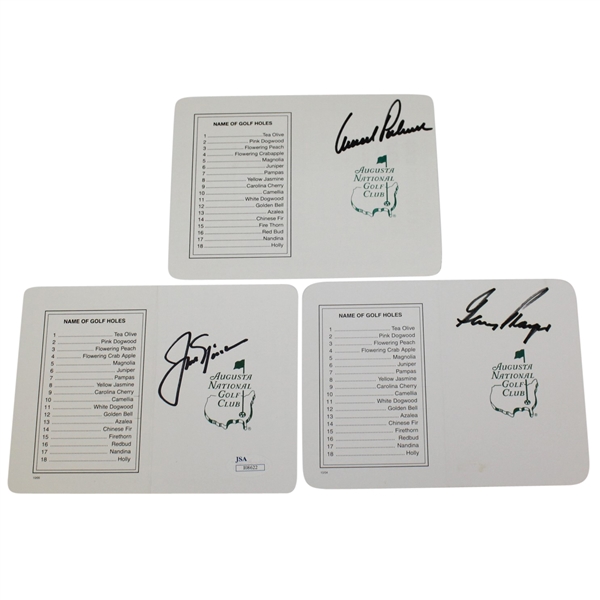 Palmer, Nicklaus, and Player Signed Augusta National Scorecards JSA & PSA/DNA Cards
