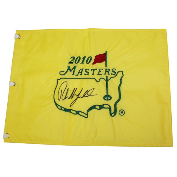 Phil Mickelson Signed 2010 Masters Embroidered Flag JSA ALOA