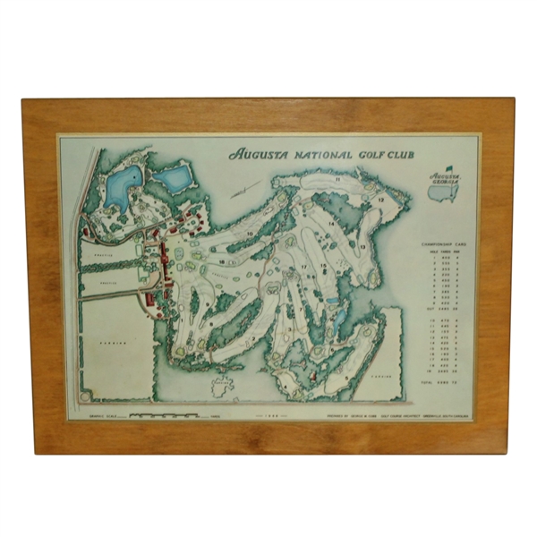 1968 Augusta National GC Aerial View on Wood Perma Plaque by George Cobb
