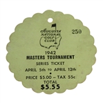 1942 Masters Tournament Series Ticket #250 - Nelson Beats Hogan in Playoff-Top Condition Example!
