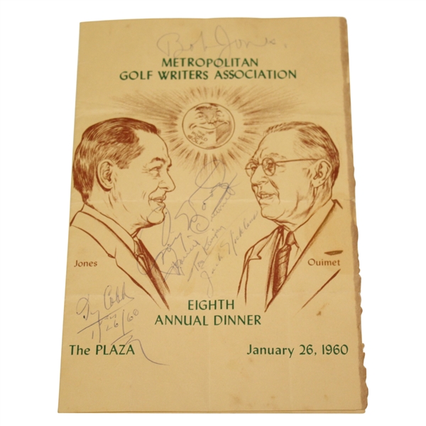 Jones, Ouimet, Wood, Nicklaus, & Cobb Signed 1960 Metropolitan Golf Writers Program JSA #B42698