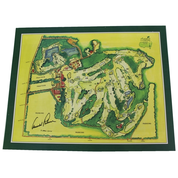Arnold Palmer Signed Vibrant Augusta National GC Course Layout Print JSA ALOA