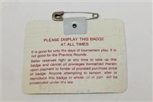 Jack Nicklaus Signed 1986 Masters Badge #X14812 JSA ALOA
