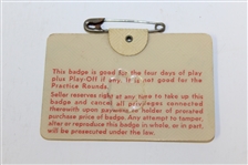 Gary Player Signed 1974 Masters Badge #7713 JSA ALOA