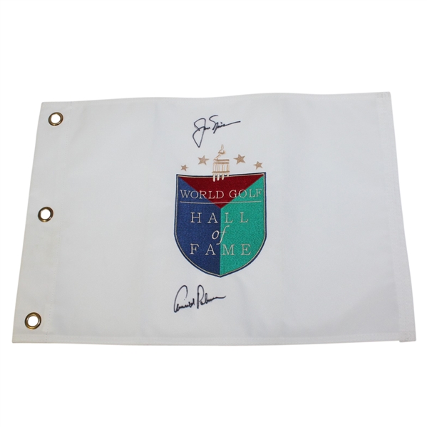 Arnold Palmer & Jack Nicklaus Signed Undated Hall of Fame Embroidered Flag JSA ALOA
