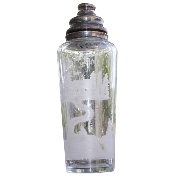 Early 1900s The 19th Hole Sterling Silver & Glass Cocktail Shaker
