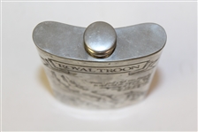 Royal Troon Pewter Flask with Course & Scorecard Engraved - Made in England