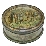 1890s Huntley & Palmers Oval Biscuit Tin - First Known Golf Advertising on Tin