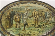 1890's Huntley & Palmers Oval Biscuit Tin - First Known Golf Advertising on Tin