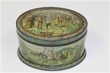 1890's Huntley & Palmers Oval Biscuit Tin - First Known Golf Advertising on Tin