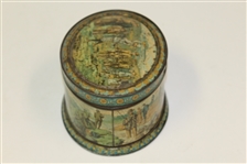 1890's Huntley & Palmers Oval Biscuit Tin - First Known Golf Advertising on Tin