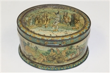 1890's Huntley & Palmers Oval Biscuit Tin - First Known Golf Advertising on Tin