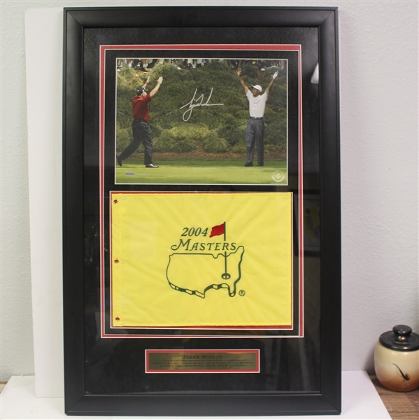 Tiger Woods Signed UDA #2/15 Framed Hole-In-One Photo with 2004 Flag #BAJ28573
