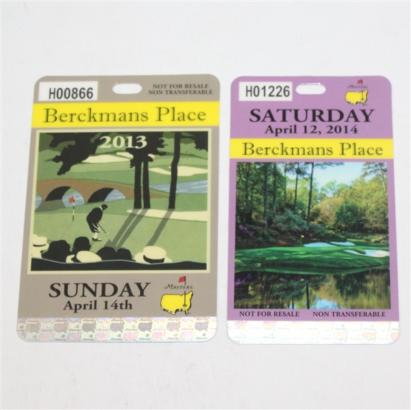 Two Berckmans Badges - 2013 Sunday & 2014 Saturday