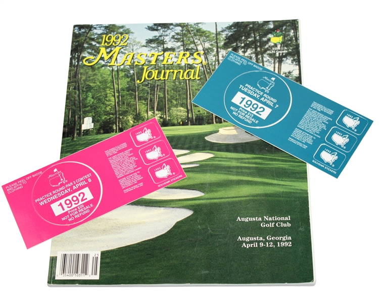1992 Masters Journal with Two Unused Practice Day Tickets