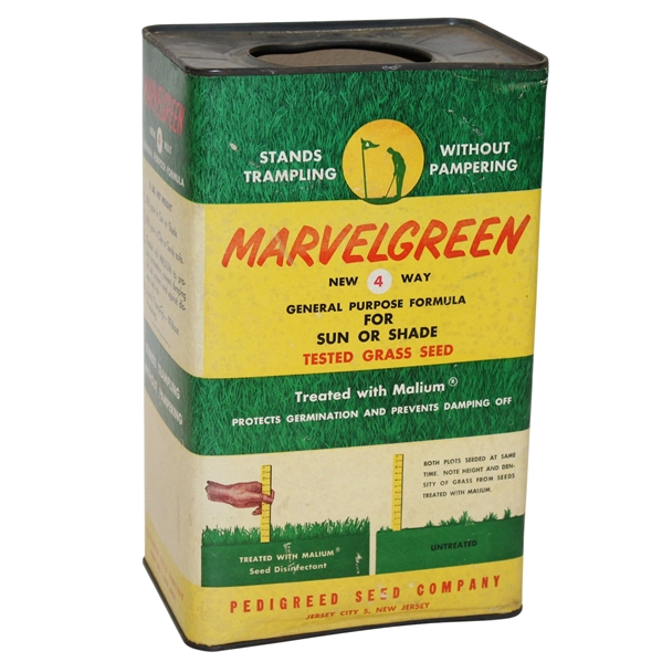1955 Marvel Green Golf Course Grass Seed Tin Container