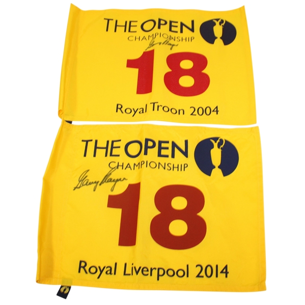 2004 & 2014 Open Championship Flags Signed by Gary Player JSA ALOA