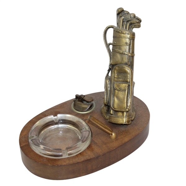 Classic Golf Bag Themed Ashtray with Gas Lighter and Pen Holder