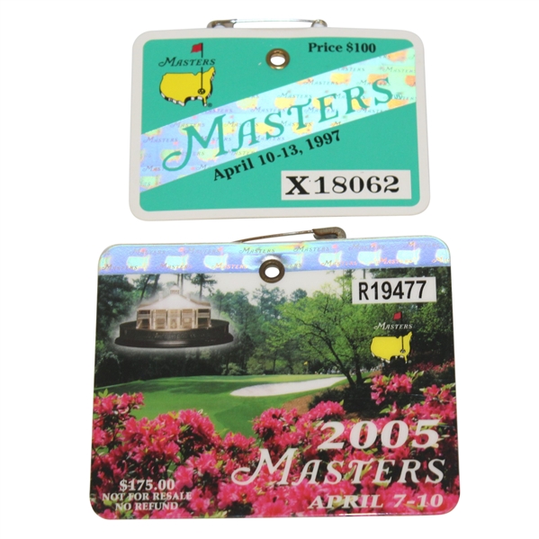 1997 & 2005 Masters Badges - Tigers First and Last Masters Victories