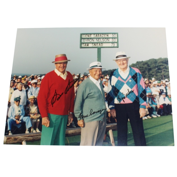 Legendary Starters Snead, Sarazen, & Nelson Signed 11x14 Photo JSA ALOA
