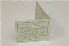1958 Masters Tournament Official Scorecard - Palmer 1st Masters Victory
