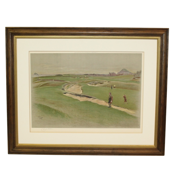 Artist Cecil Aldin Ltd Ed North Berwick Golf Course Original Color Lithograph - Framed