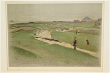 Artist Cecil Aldin Ltd Ed North Berwick Golf Course Original Color Lithograph - Framed