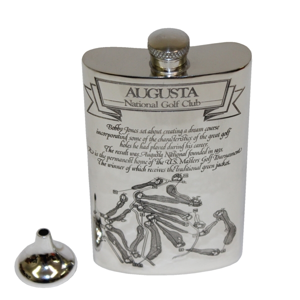 Augusta National Golf Club Pewter Golf Flask - with Funnel - Excellent Condition