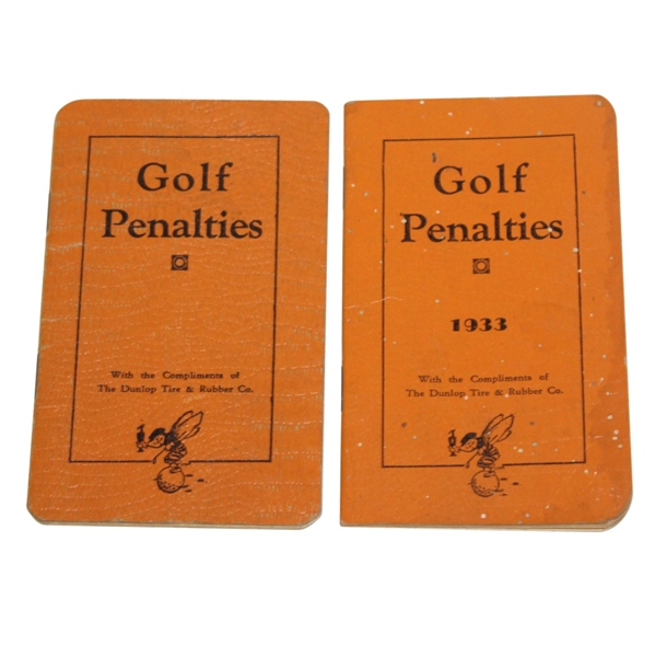 Two Golf Penalties Booklets by Dunlop 1933 - Roth Collection